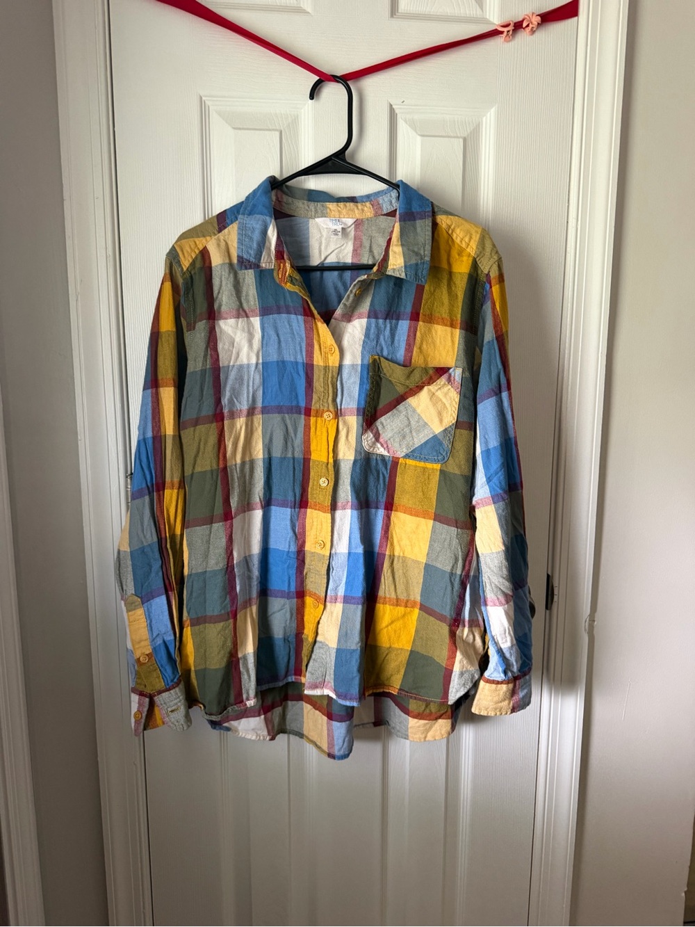 Time and Tru Multicolor Plaid Button-Up Shirt